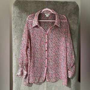 Samantha Lee Pink and Black Button Down Shirt